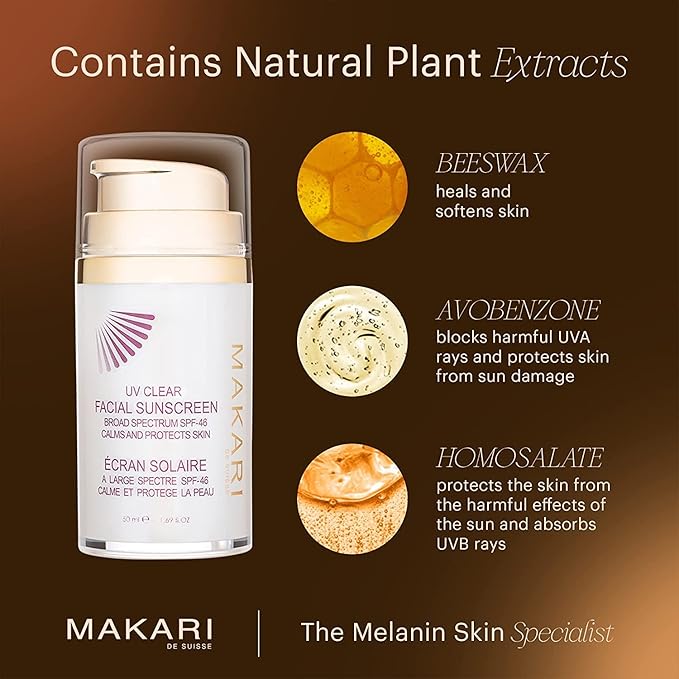 Makari UV Clear Facial Sunscreen SPF 46 (1.69 fl oz) | Broad Spectrum Face Sunscreen Lotion | UVA and UVB Sunblock | Sunscreen for Face and Neck | Lightweight Sun Screen for All Skin Types