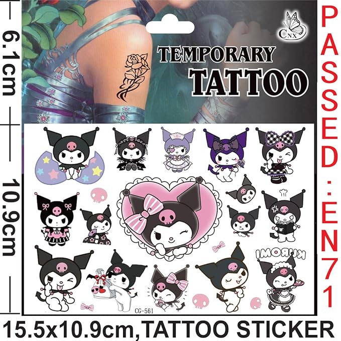 60pcs kuromi temporary tattoo stickers