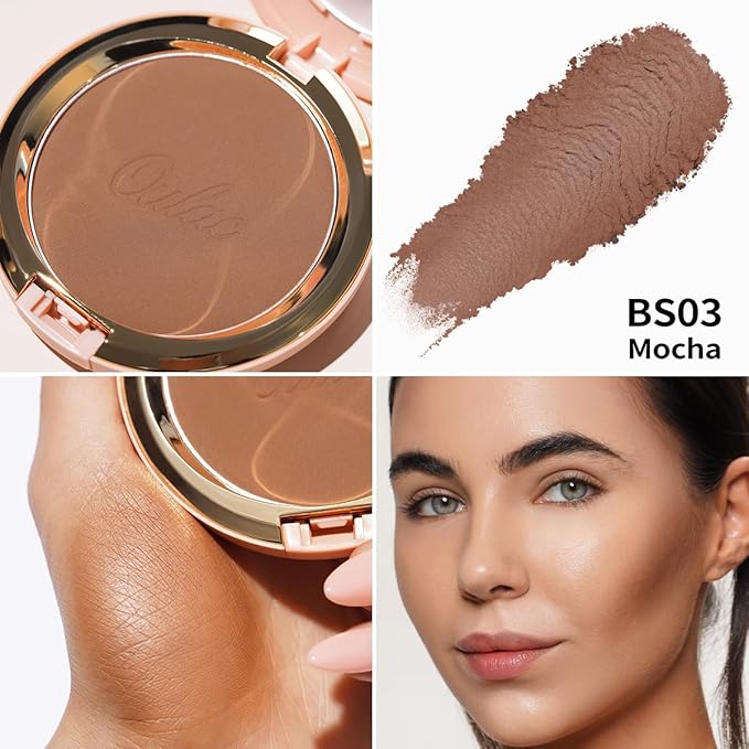 Oulac Matte Bronzer Powder Face Makeup with Mirror Cruelty-Free BS03