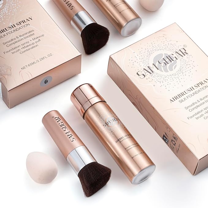 AirBrush Foundation Spray Set, Spray Foundation Makeup and Warm Honey)