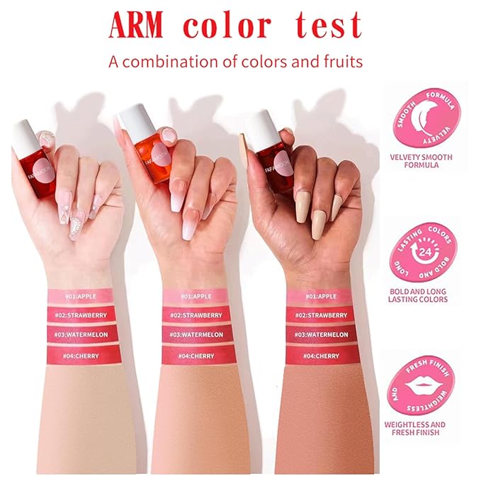 4PCS Lip Tint Stain Set,Mini Liquid Water Tint,Korean Lip