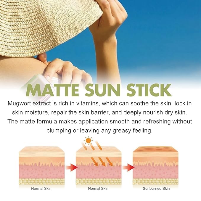 Sun Stick, Matte Sunscreen Stick, Face Sunscreen SPF 50, Body Sunscreen Stick, Travel Size Sunscreen For Women - 0.63 oz