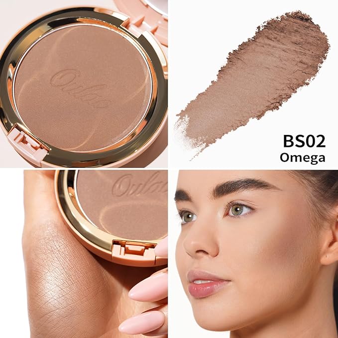 Oulac Matte Bronzer Powder Face Makeup with Mirror Cruelty-Free BS02