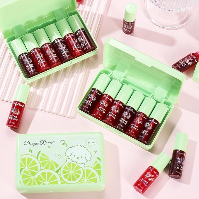 6-Color Korean Velvet Lip Tint Set - Waterproof, Lip