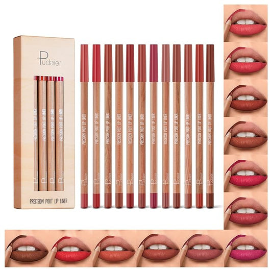 Lip Liner Set, 12Pcs Pure Natural Oak Brown Lip