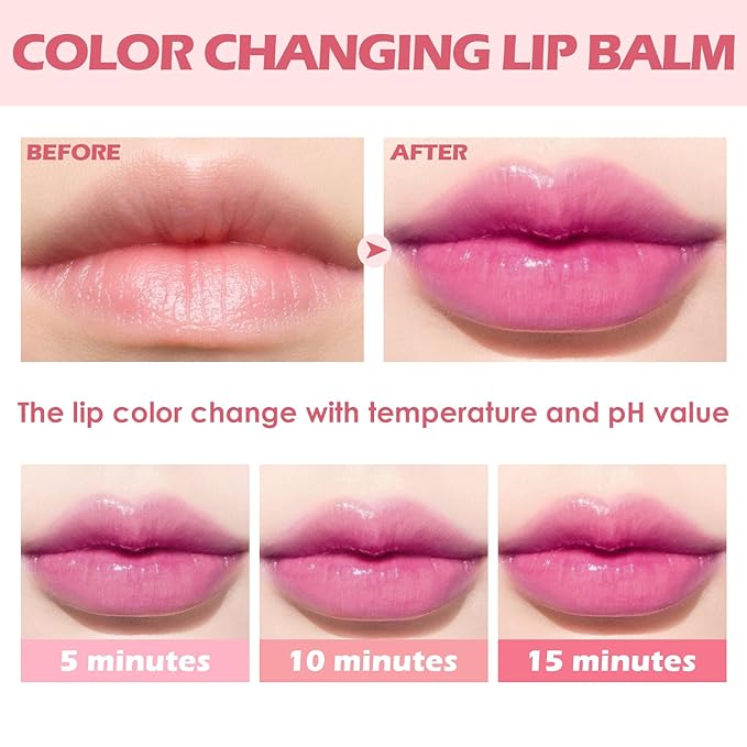 FOCALLURE Moisturizing Lipstick,Color Changing Tinted Lip Balm,Hydrating PH Lipstick,Col