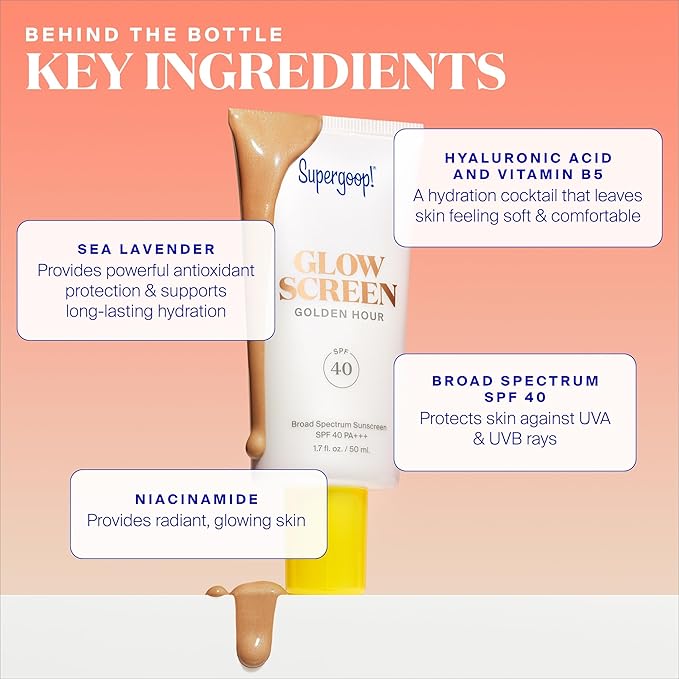 Supergoop! Glowscreen SPF 40, Sunrise (Champagne Glow) - 1.7 fl oz, Pack of 2 - Glowy Primer + Broad Spectrum Sunscreen - Helps Filter Blue Light - Boosts Hydration - Hyaluronic Acid & Vitamin B5