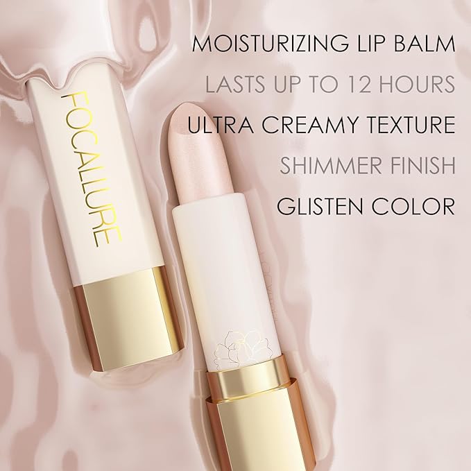 FOCALLURE Moisturizing Shiny Lipstick,Pearl Shimmery Finish,Hydrating Tinted Lip