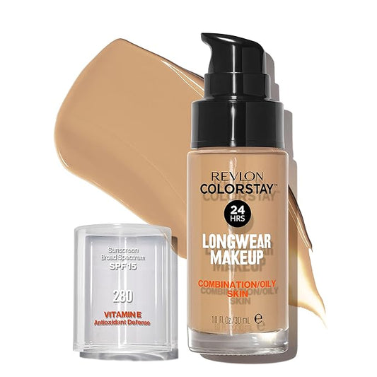 Revlon Liquid Foundation, ColorStay Face Makeup for Combination Tawny (280), 1.0 oz