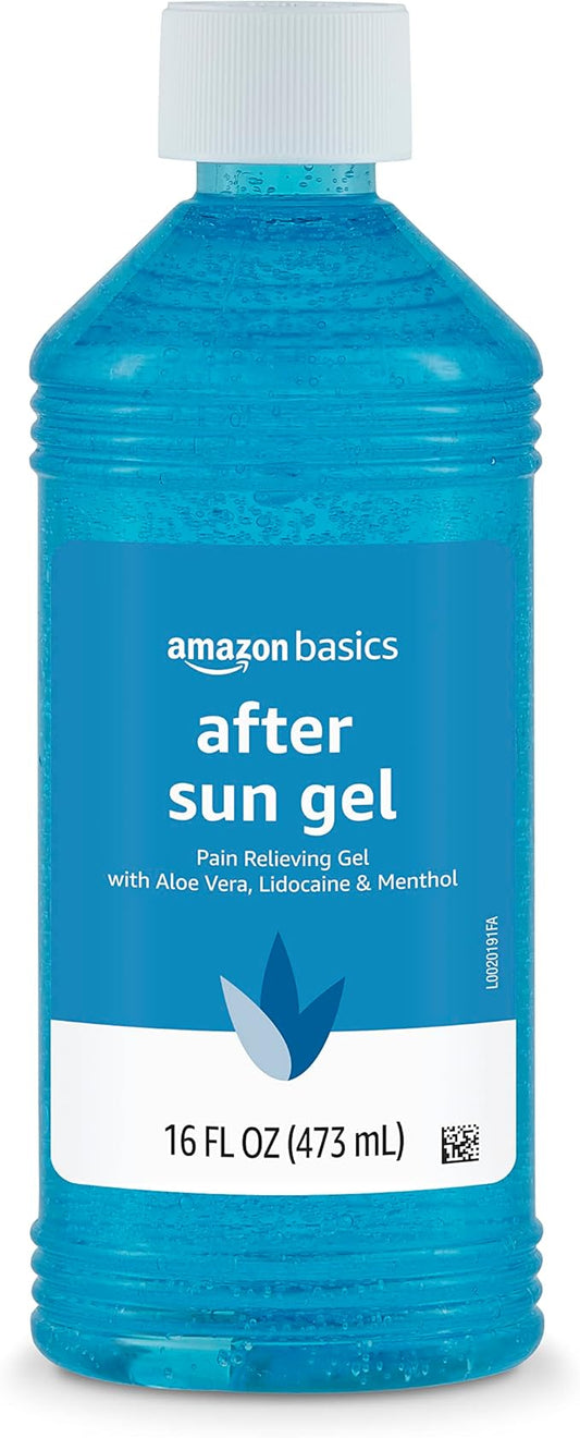 Amazon Basics After Sun Gel with Aloe Vera, Lidocaine and Menthol, 16 Fl Oz (Pack of 1) (Previously Solimo)