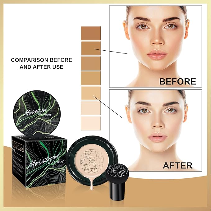 Mushroom Head Air Cushion CC Cream, Long-Lasting Brightening Concealer (Natural)