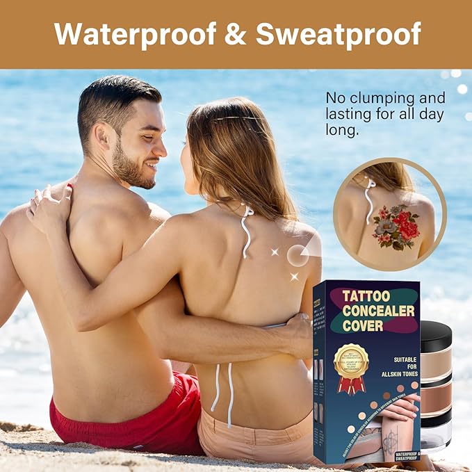 Tattoo Cover Up, Waterproof Makeup Concealer with 2 Waterproof Concealer(*2) 20g