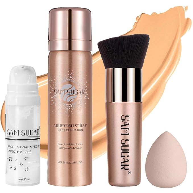 AirBrush Foundation Spray Set, Spray Foundation Makeup and Warm Beige)