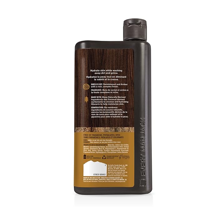 Every Man Jack Amber+Sandalwood Hydrating Mens Body Wash 24oz