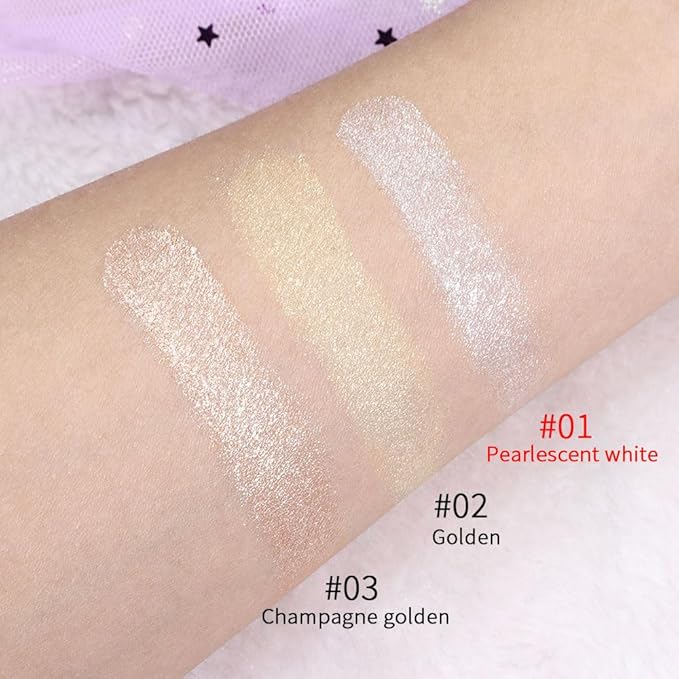 evpct Pearl White Silver Face Highlighter Makeup Shimmer