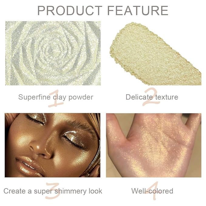 evpct Blonde Gold Face Highlighter Makeup Shimmer Glitter