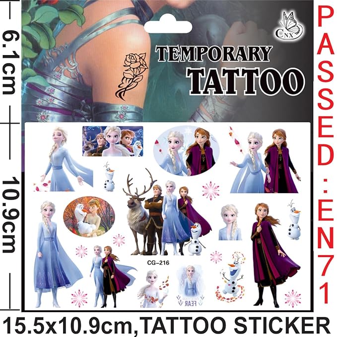 4 sheet frozen princess tattoos