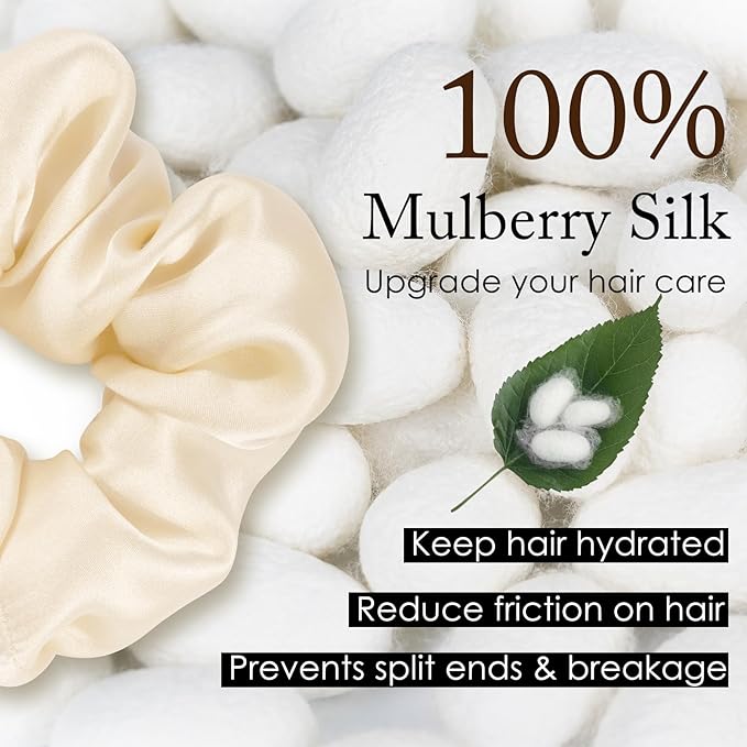 OLESILK 100% Mulberry Silk-Scrunchies for