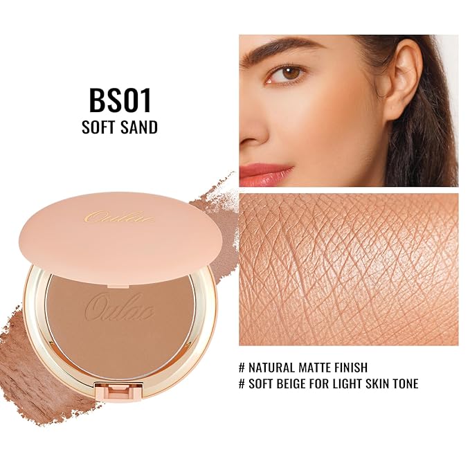 Oulac Matte Bronzer Powder Face Makeup with Mirror Cruelty-Free BS01