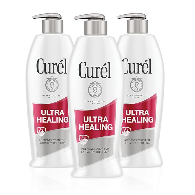 Curél Ultra Healing Hand and Body Lotion, Dry Skin Moisturizer with Advanced Ceramide Complex and Extra-strength Hydrating Agents, for Extra-Dry, Tight Skin, 13 Ounce (3 Pack)