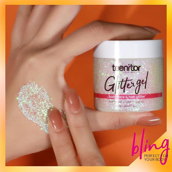 Teenitor body glitter, holographic white