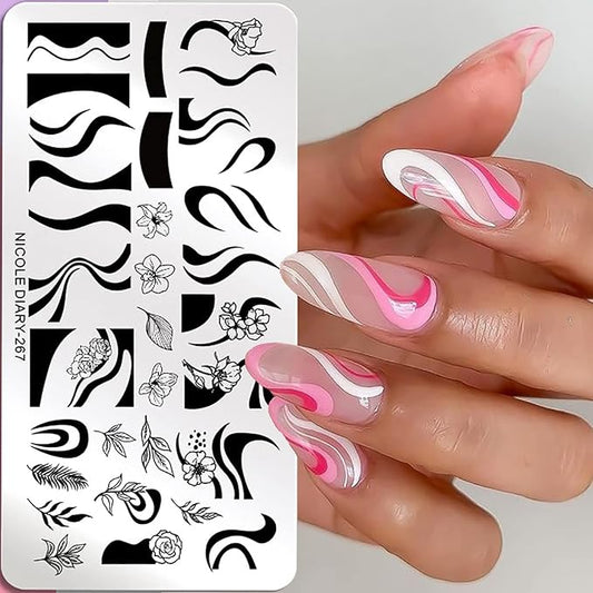 Nail stamping plates french wavy