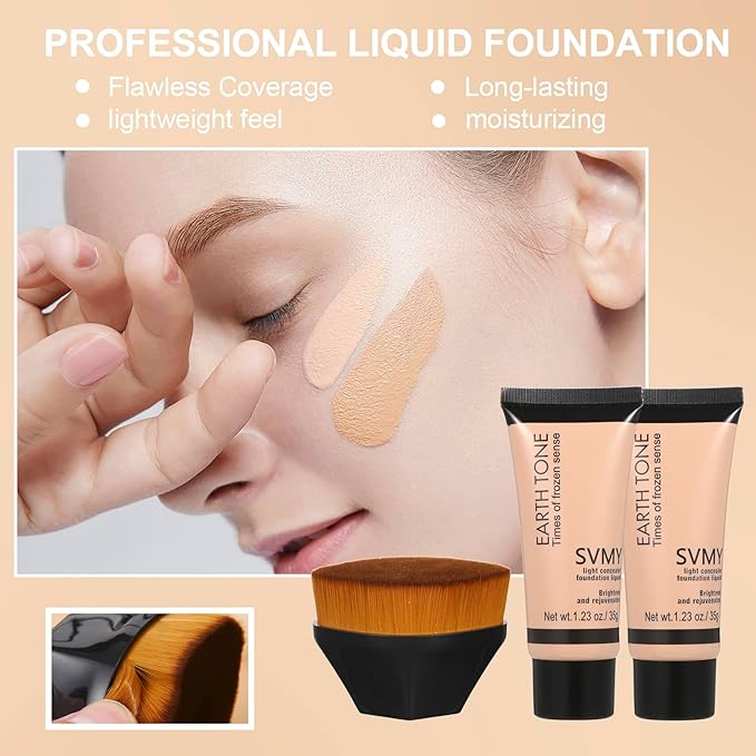 Foundation Liquid Full Coverage Matte Oil Control Concealer Makeup Sponges