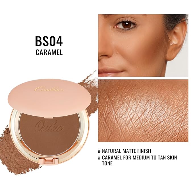 Oulac Matte Bronzer Powder Face Makeup with Mirror Cruelty-Free BS04