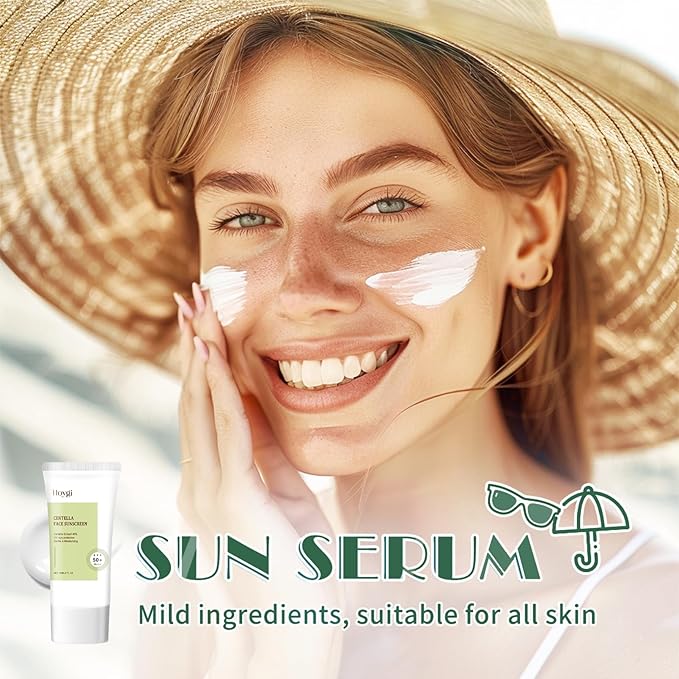 𝐶𝑒𝑛𝑡𝑒𝑙𝑙á Korean Sunscreen Calming Moisture Daily Sunscreen SPF 50+ PA++++, Facial Sunscreen for Women, Water-fit Sun Serum No White Cast, Vegan Sunscreen for Face Korean Skincare