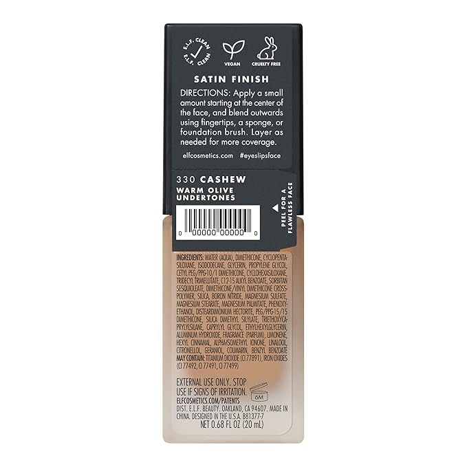 e.l.f. Flawless Finish Foundation, Lightweight & Medium Coverage, Oz () 20mL