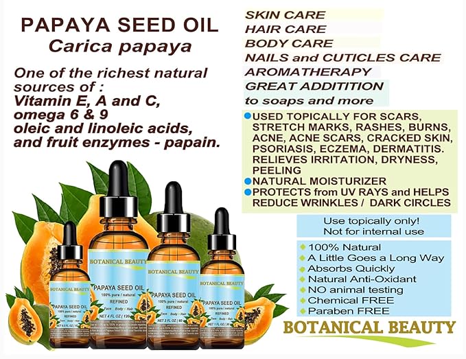 PAPAYA SEED OIL. 100% Pure / Natural / Lip Care. 0.5 Fl.oz