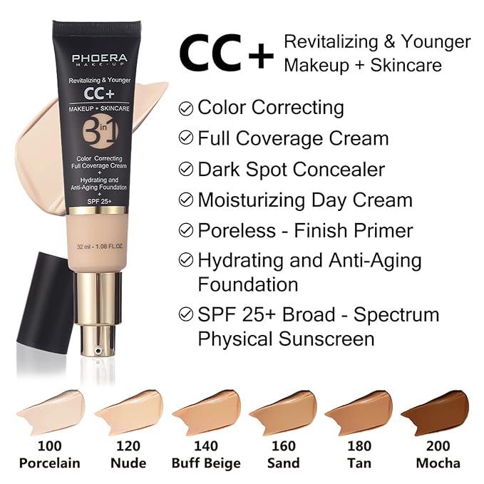 PHOERA Foundation,PHOERA CC+ Cream Color Correcting Anti Aging