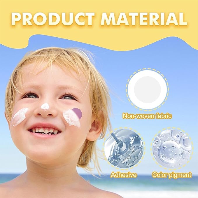 48Pcs White UV Stickers for Sunscreen,Sun Cream Stickers to Reapply,Waterproof UV Detection Stickers,UV Detection Reminder UV Patch for Adults Waterproof Patches,Facial Sunscreens