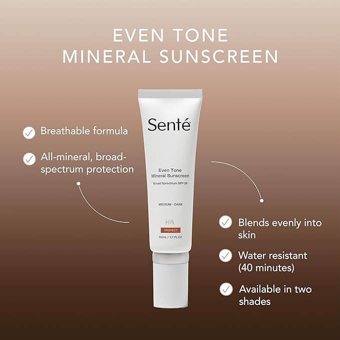 Senté Even Tone Mineral Sunscreen Tinted Broad-Spectrum Lotion - Medium-Dark SPF 36 - UVA/UVB Protection - 40-Min Water-Resistant - 50 ml