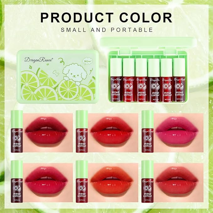 6-Color Korean Velvet Lip Tint Set - Waterproof, Lip