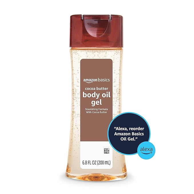 Amazon Basics Body Oil Gel with Cocoa Butter, Paraben Free, 6.8 Fl Oz (Pack of 1) (Previously Solimo)