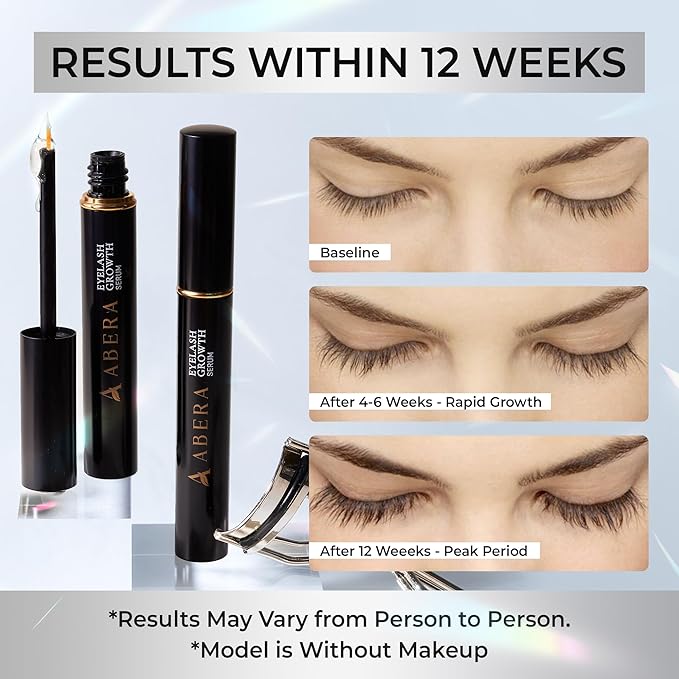 Abera Misan Eyelash Growth Serum – Natural Lash Booster with Red Ginseng, Biotin & Omega 3-6-9 – Fuller, Longer, Thicker Lashes – Safe for Sensitive Eyes (1 Box)