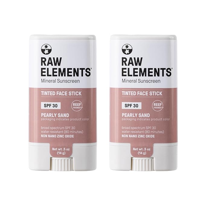 Raw Element Ultra-Moisturizing Face Tint Sunscreen, SPF 30+, Non Toxic Mineral Face Cream, Non Nano Zinc Oxide, Reef Friendly, Safe for All Ages, 0.5 oz, Pearly Sand, Pack of 2