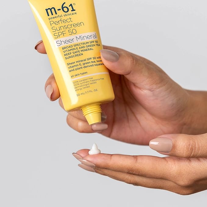 M-61 Perfect Mineral Sunscreen SPF 50 - Sheer - Sheer mineral SPF 50 with vitamin E, green tea, lavender and plant-derived squalane