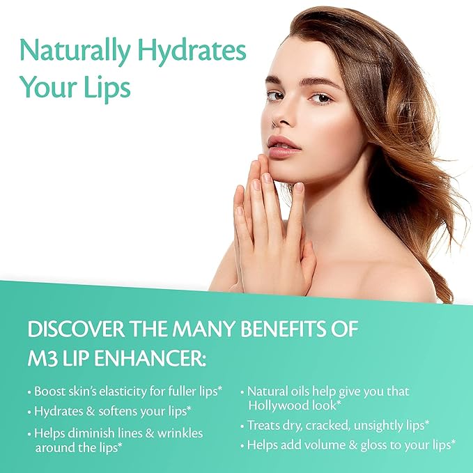 Collagen Lip Plumper Clinically Proven Natural Lip Enhancer for Fuller Softer Lips Increased Elasticity Reduce Fine Lines Hydrating Plump Gloss Lipstick Primer 4 ml (Teal) by M3 Naturals