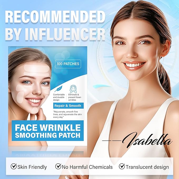 Facial Wrinkle Patches,Anti Wrinkle Patches,Smile Line Patches to Smooth Eye, Mouth and Forehead Wrinkles,100PCS