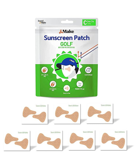 Searci&Make 99.8% sunscreen patch Hydro Cool Jumbo size, golf accessories gifts Sun Protection UV facial face tape (Golf C)