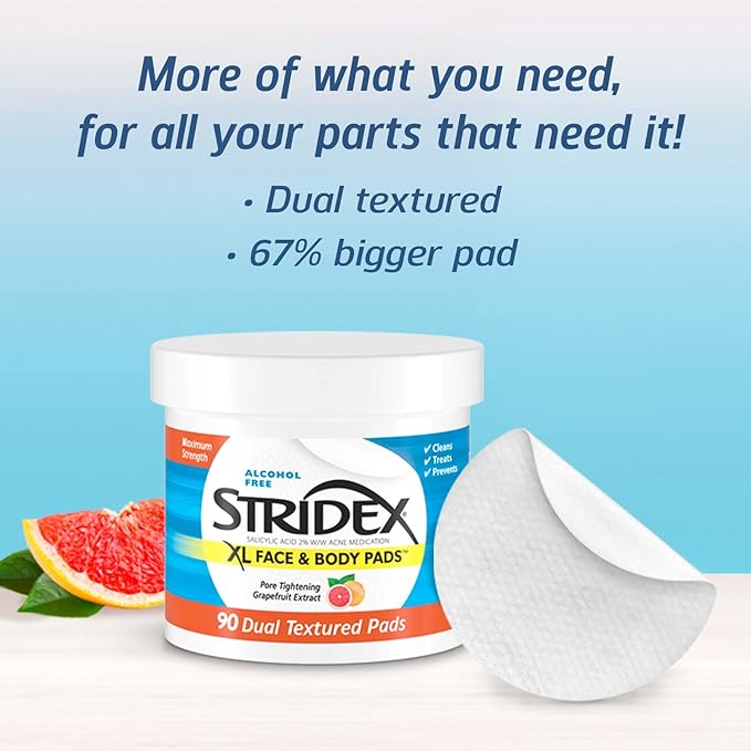 Stridex xl face body pads,