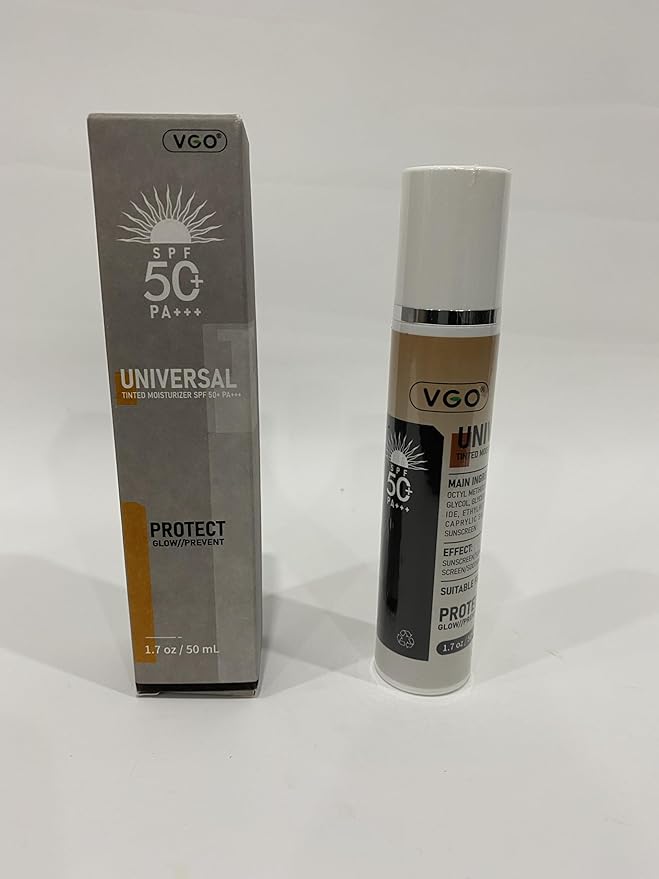 VGO Tinted Sunscreen with SPF 50, Hydrating Face Sunscreen Moisturizer Foundation Universal Face Sun Cream Makeup Against UVA and UVB Rays, 50ml / 1.7oz