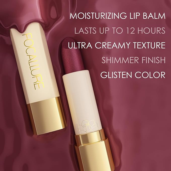 FOCALLURE Moisturizing Shiny Lipstick,Pearl Shimmery Finish,Hydrating Tinted Lip