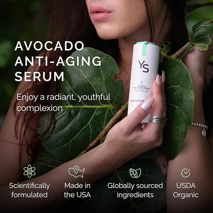 Avocado Anti-Aging Serum - Hydrating, Brightening, Wrinkle Reducer, Facial Skincare - Organic Avocado Oil, Vitamin C, Hyaluronic Acid, Niacinamide