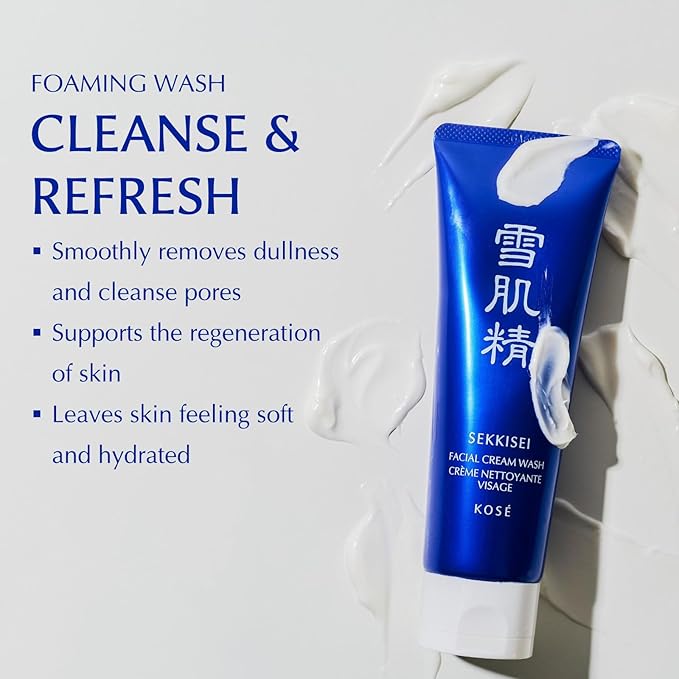 SEKKISEI Facial Cream Wash, Foaming Face Cleanser, 4.5 Ounce