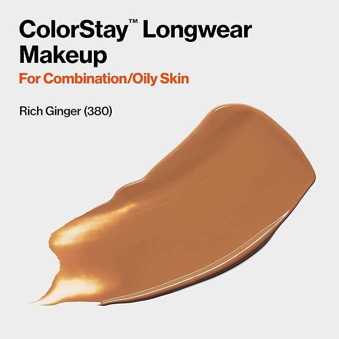 Revlon Liquid Foundation, ColorStay Face Makeup for Combination Ginger (380), 1.0 oz