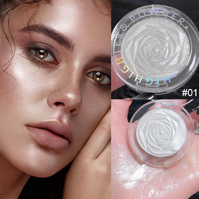 evpct Pearl White Silver Face Highlighter Makeup Shimmer