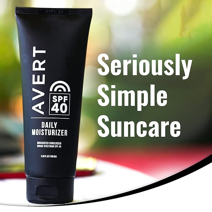 AVERT Moisturizer with SPF 40 | Unscented, No Octinoxate, No Oxybenzone, Ultra Lightweight, Face Sunscreen, Travel Size, No White Cast